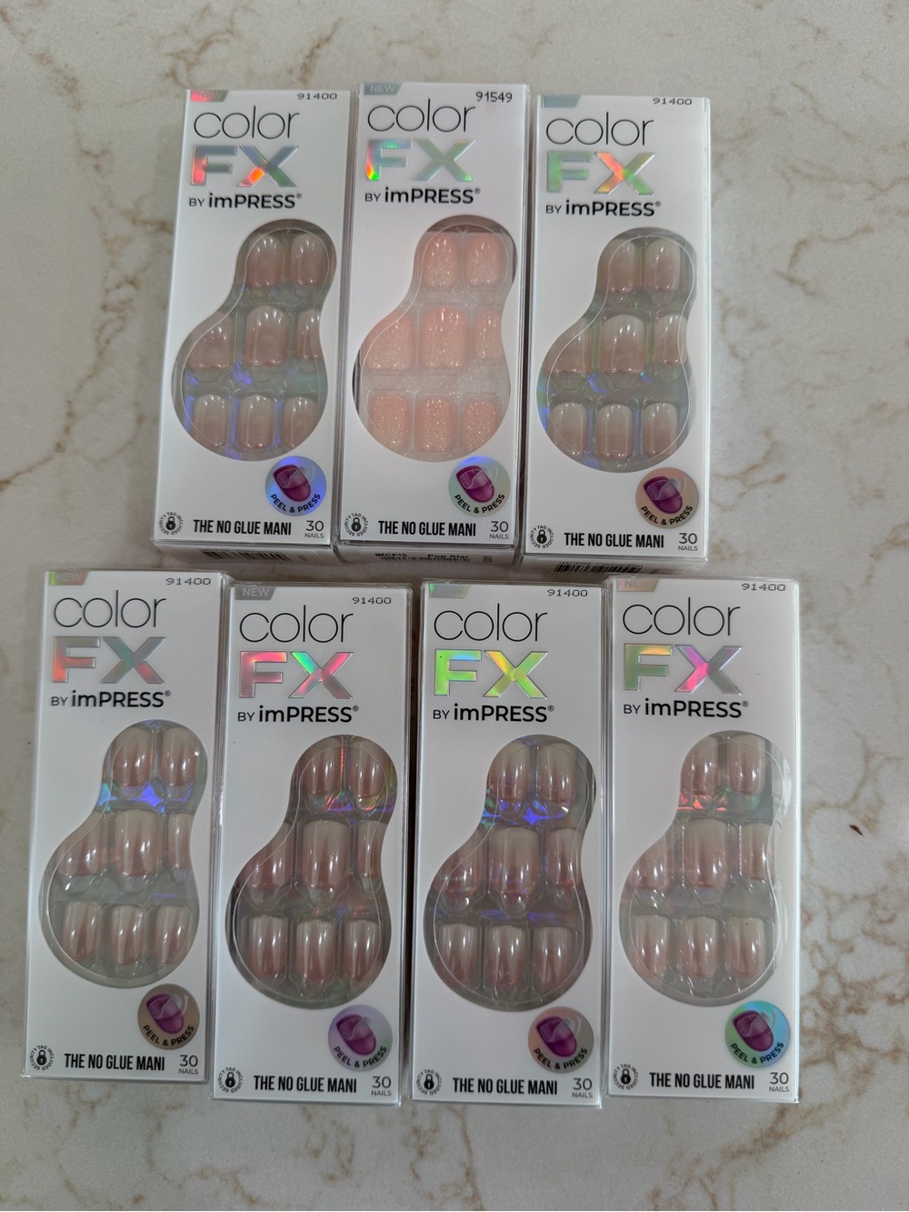imPRESS Color FX Press-On Nails — Nude Pink Shimmer (Pack of 7)